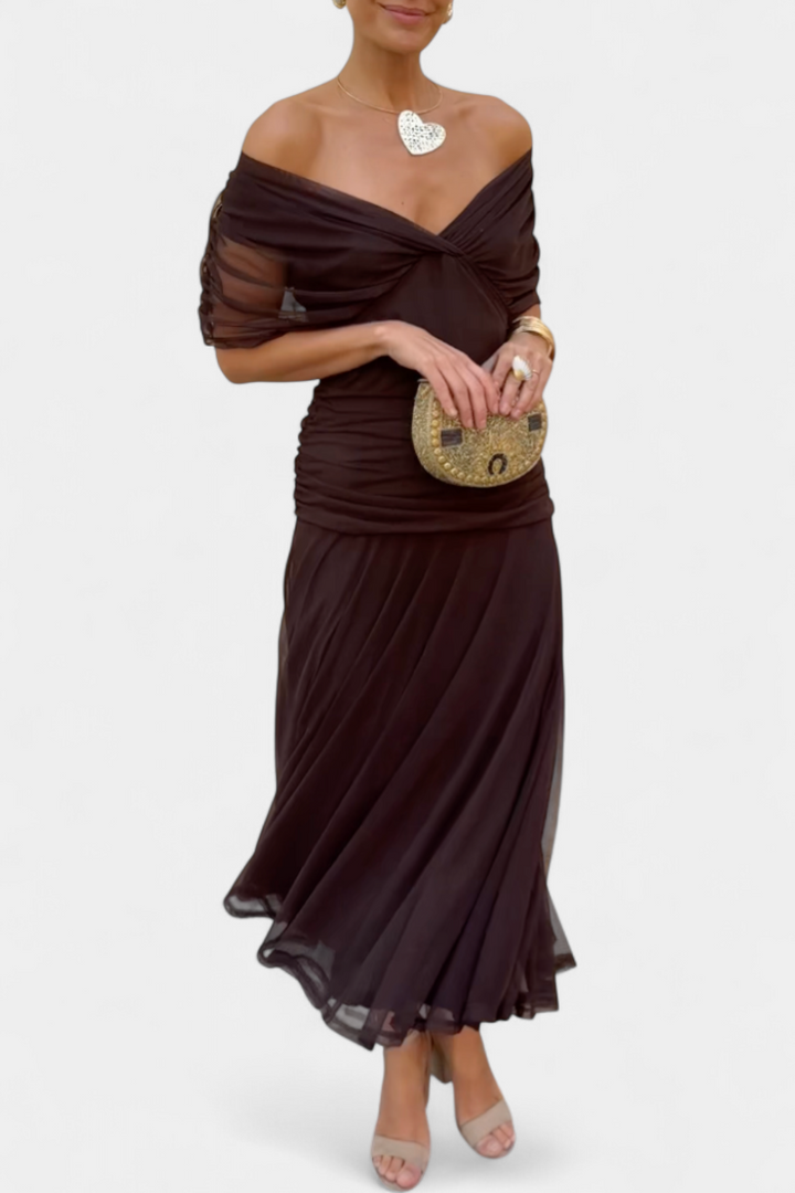 Elowen | Long floral dress with V-neck